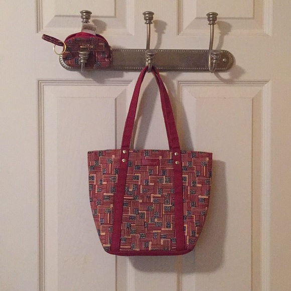 Longaberger American Flag Retired Tote & Key/Coin - Picture 2 of 8